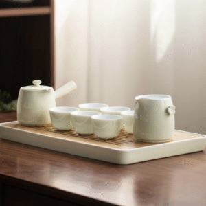 Plum Japanese Kungfu Tea Set with Tray 9 Pieces