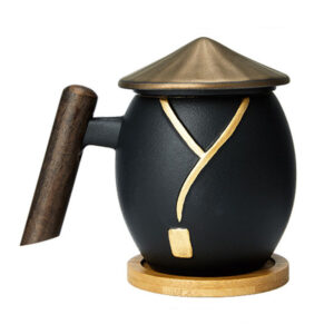 Jianghu Steeping Tea Mug with Infuser Gilded Silver 13.2 OZ Customized