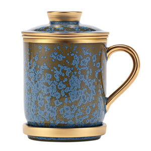 Floating Jade Steep Tea Mug with Infuser and Coaster 13.5 OZ