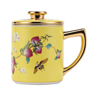 Peaches Steep Tea Mug with Infuser and Lid 15 OZ