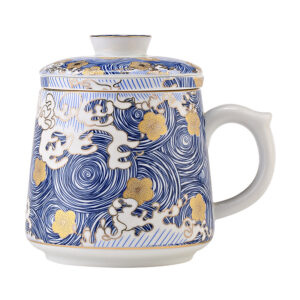 Plum Waves Steep Tea Mug with Infuser and Lid 12 OZ