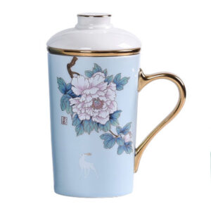 Peony Steep Tea Mug with Infuser and Lid 10.3 OZ