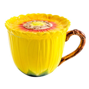 Sunflower Mug with Lid Hand-painted Ceramic Cup