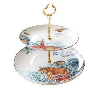 2-Tier Jungle Serving Tray Porcelain Cake Stand