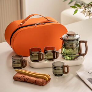 Portable Travel Tea Set Glass with Case