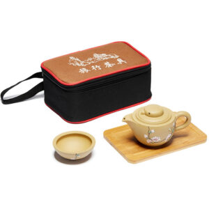 Bird Flower Chinese Yixing Travel Tea Set for One
