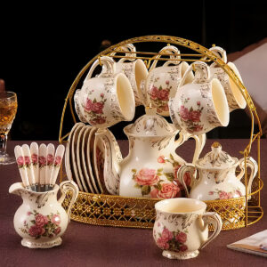 Vintage English Rose Tea Set Porcelain Teapot Set