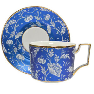 White and Blue Cup and Saucer Porcelain