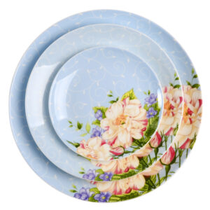 Flower Side Plate Set Bone China Dish 3 Pieces