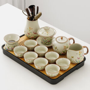 Floral Chinese Kung Fu Tea Set Ceramic