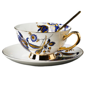 Blue Floral Tea Cup and Saucer Set Bone China