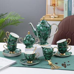 Green English Tea Set Porcelain Teapot Set