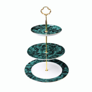 Green Cake Stand Porcelain Tiered Serving Tray