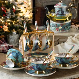 Blue Bird English Tea Set Bone China with Warmer
