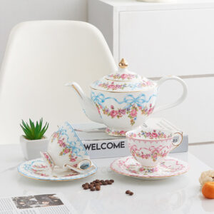 Floral English Tea Set Bone China Vintage Teapot Set