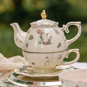 Rabbit Tea Set for One Porcelain Teapot with Infuser