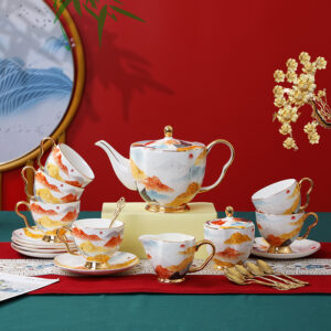 Mountain-range English Tea Set Bone China Teapot Set