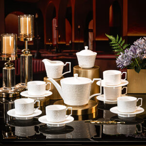 Bohemian English Tea Set Embossed Porcelain Teapot Set