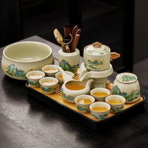 Mountain-range Lazy Chinese Kung Fu Tea Set with Tray