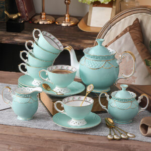 Openwork English Tea Set Bone China Teapot Set