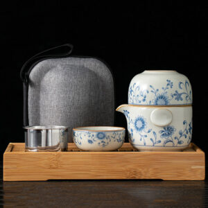 Vintage Chinese Travel Tea Set Blue and White