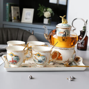 Jungle English Herbal Tea Set Porcelain with Warmer