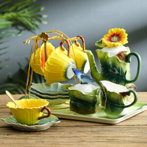 Floral Enamel English Tea Set Porcelain Teapot Set