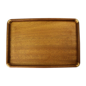 Natural Walnut Tea Tray with Brass Corners